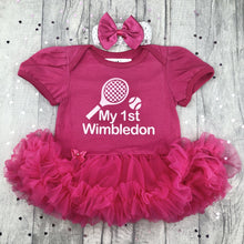 Load image into Gallery viewer, My 1st Wimbledon Baby Girl Tutu Romper With Headband, Newborn Tennis Dress

