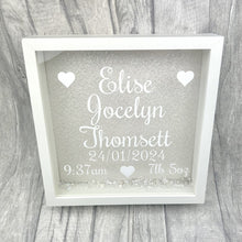 Load image into Gallery viewer, Personalised Glitter Baby Box Frames (Name, DOB, Time &amp; Weight)

