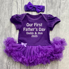 Load image into Gallery viewer, Our First Father&#39;s Day 2025 Tutu Romper, Daddy &amp; Daughter
