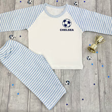 Load image into Gallery viewer, Personalised Football PJ&#39;s Stripe Boys Pyjamas
