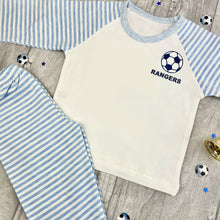 Load image into Gallery viewer, Personalised Football PJ&#39;s Stripe Boys Pyjamas
