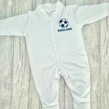 Load image into Gallery viewer, Personalised England Football Baby Sleepsuit - Front ENGLAND Football

