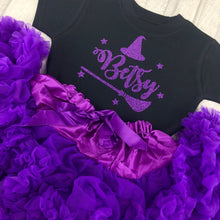 Load image into Gallery viewer, Personalised Witch Girls Boutique Halloween Skirt and T-shirt Set
