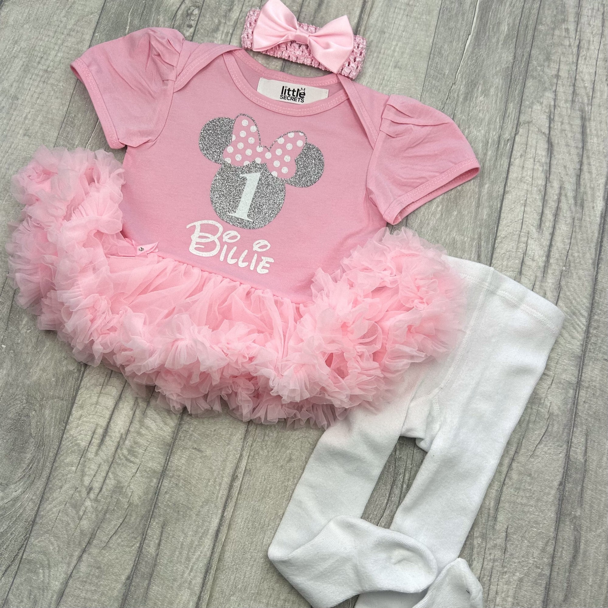 Personalised Disney 1st Birthday Minnie Mouse Outfit, Tutu Romper Dres Little Secrets Personalised Disney 1st Birthday Minnie Mouse Outfit, Tutu Romper Dres Little Secrets