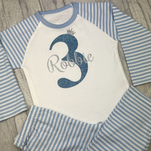 Load image into Gallery viewer, Personalised Boys Blue Birthday Pyjamas
