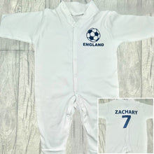Load image into Gallery viewer, Personalised England Football Baby Sleepsuit
