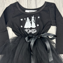 Load image into Gallery viewer, Wicked Personalised Girls Dress, Halloween Witch Long Sleeve Black Tutu Dress
