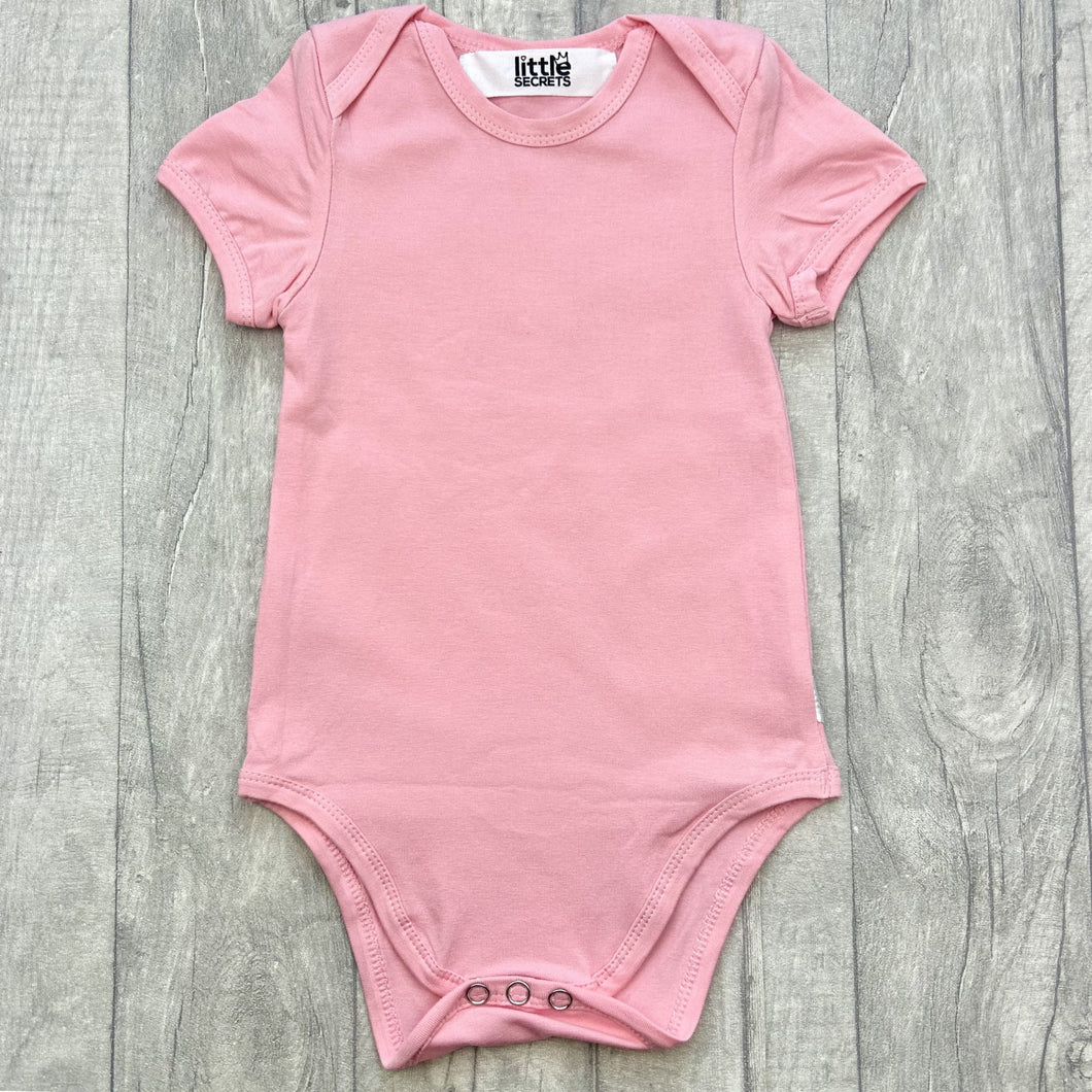 Plain Pink Short Sleeved Baby Romper Newborn