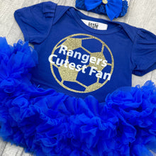 Load image into Gallery viewer, Baby Girls Rangers Cutest Fan Football Blue Tutu Romper Dress
