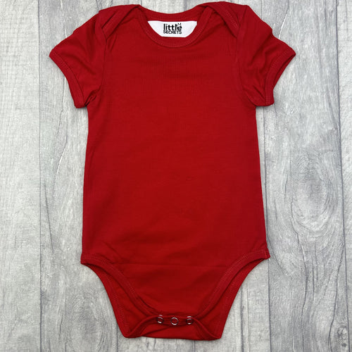 Plain Red Short Sleeved Baby Romper Newborn