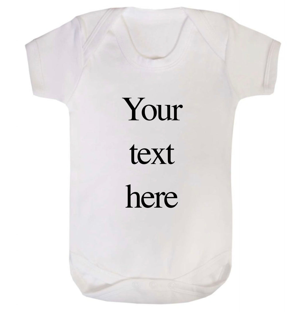 Custom Your Own White Short Sleeve Baby Romper (Choose Text Style & Colour)