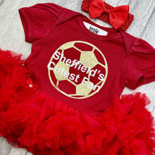 Load image into Gallery viewer, Sheffield&#39;s Cutest Fan Football Tutu Romper
