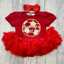 Load image into Gallery viewer, Sheffield&#39;s Cutest Fan Football Tutu Romper
