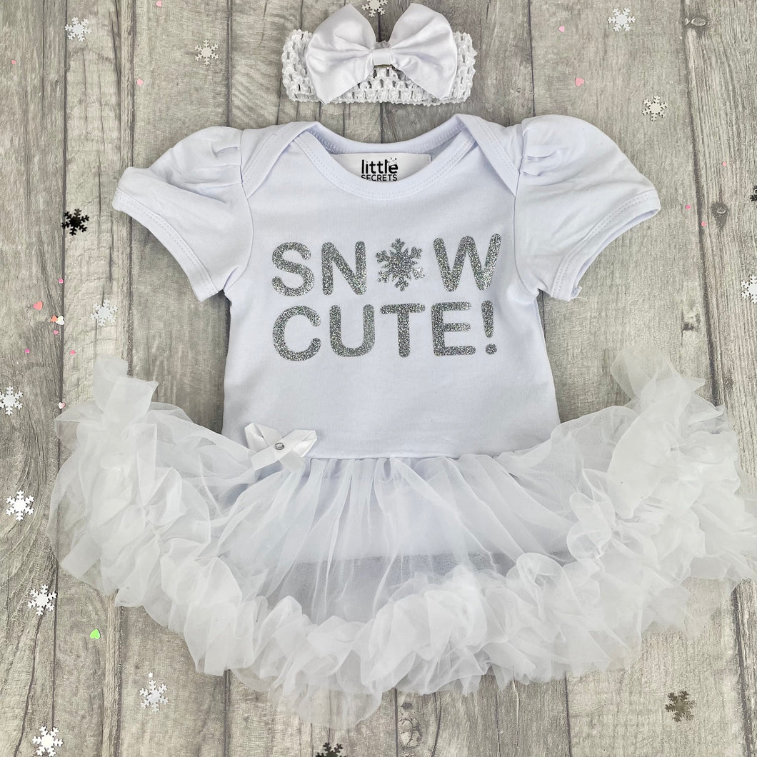 Snow Cute Baby Girl Tutu Romper With Headband, Christmas Dress