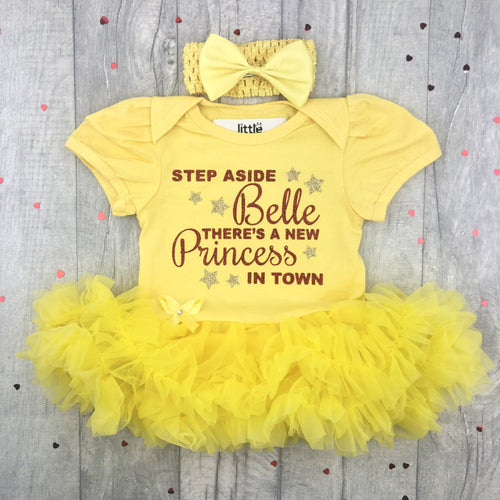 Step Aside Belle There's A New Princess In Town Disney Yellow Tutu Romper With Headband