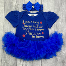 Load image into Gallery viewer, Step Aside Snow White There&#39;s A New Princess In Town Disney Tutu Romper With Headband
