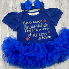 Load image into Gallery viewer, Step Aside Snow White There&#39;s A New Princess In Town Disney Tutu Romper With Headband
