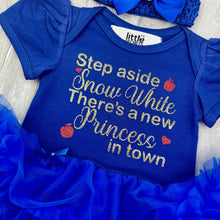 Load image into Gallery viewer, Step Aside Snow White There&#39;s A New Princess In Town Disney Tutu Romper With Headband
