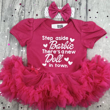 Load image into Gallery viewer, Baby Girls Pink Barbie Tutu Romper with Headband, Step aside Barbie There&#39;s a new Doll in town - Little Secrets Clothing
