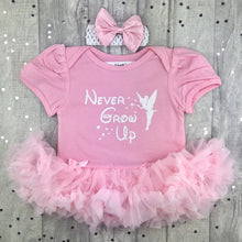 Load image into Gallery viewer, Baby Girls Disney Tinker Bell Tutu Romper with Headband, Never Grow Up
