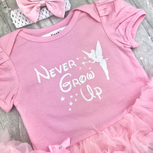 Load image into Gallery viewer, Baby Girls Disney Tinker Bell Tutu Romper with Headband, Never Grow Up
