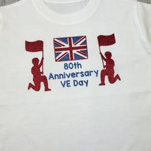 Load image into Gallery viewer, Children&#39;s VE Day Party T-Shirt, Soldiers Union Jack White Top

