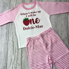 Load image into Gallery viewer, Strawberry 1st Birthday, Personalised When I Wake Up Pyjamas
