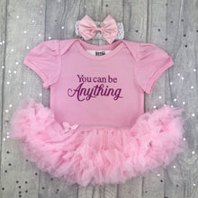 Load image into Gallery viewer, You can be Anything Baby Girls Pink Barbie Tutu Romper with Headband - Little Secrets Clothing
