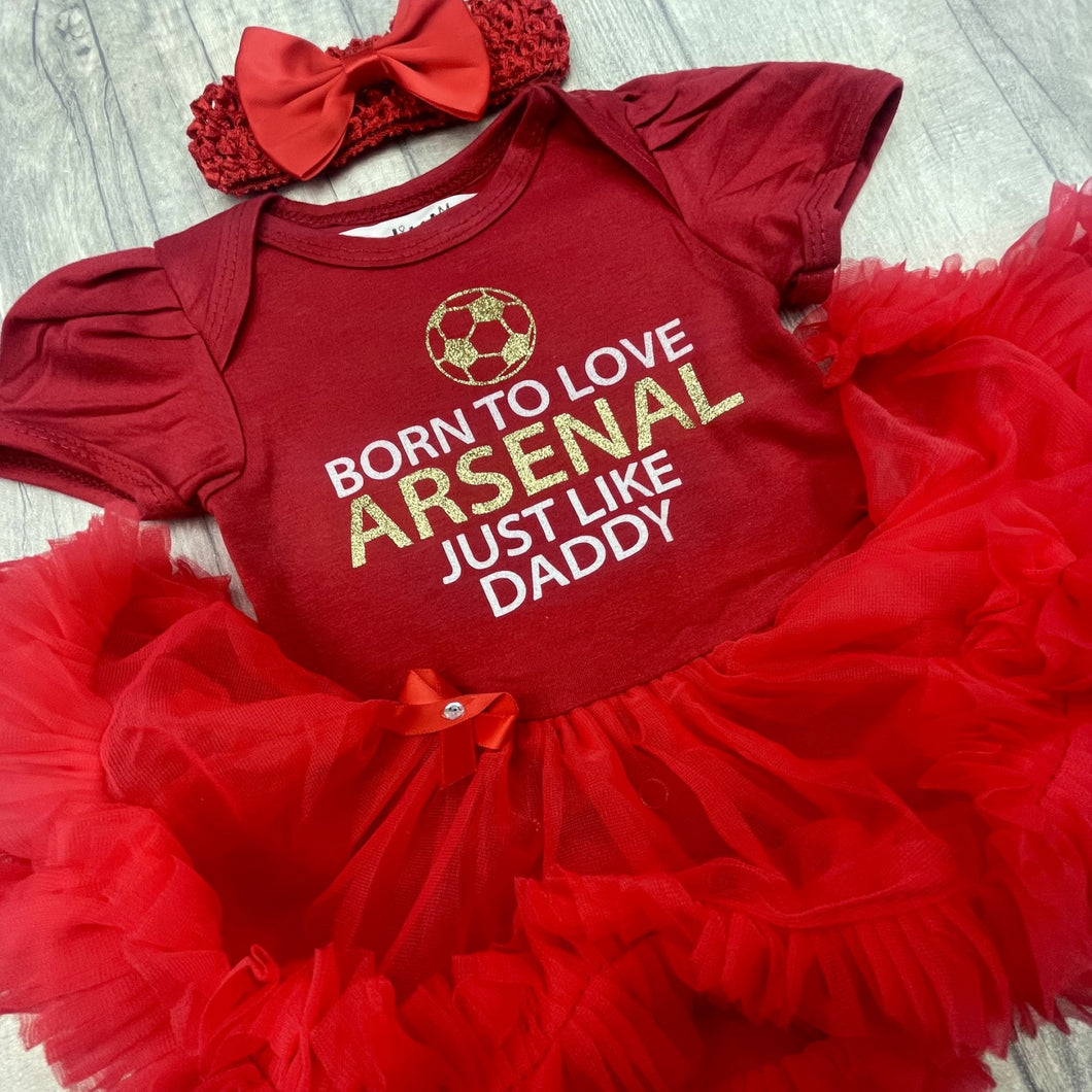 Baby Girls Football Tutu Romper Dress, Born To Love, Personalised Team