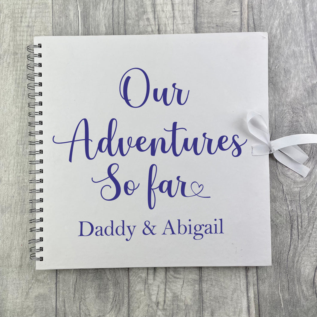Personalised Father's Day Scrapbook Gift For Dad, Our Adventure So Far..... Royal Blue Design