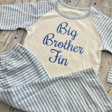 Load image into Gallery viewer, Personalised &#39;Big Brother&#39; Blue and White Boys Pyjamas
