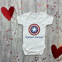 Load image into Gallery viewer, Personalised Captain America Superhero Baby Boy Romper
