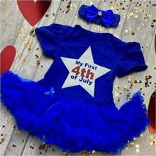 Load image into Gallery viewer, My First 4th Of July American Baby Girl Tutu Romper With Matching Bow Headband - Little Secrets Clothing
