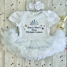Load image into Gallery viewer, Personalised First Olympic Games, Baby Girl Summer Tutu Romper
