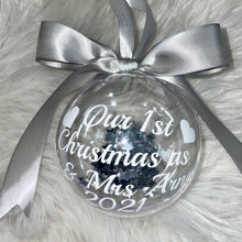Load image into Gallery viewer, Personalised Our 1st Christmas as Mr &amp; Mrs  Wedding Gift Bauble
