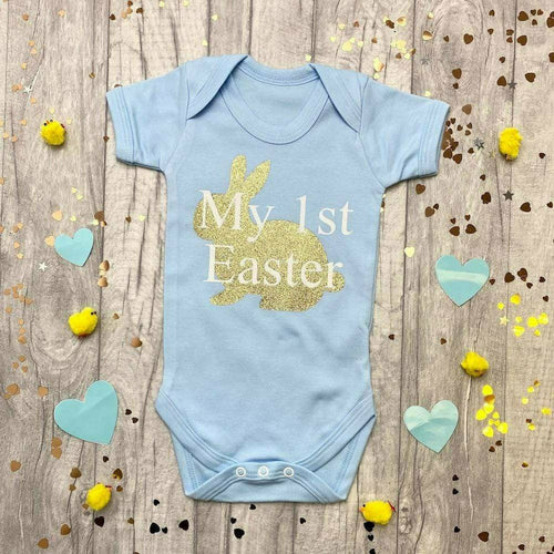 'My 1st Easter' Baby Boy Bunny Short Sleeve Romper