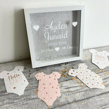 Load image into Gallery viewer, Personalised Glitter Baby Box Frames (Name, DOB, Time &amp; Weight)
