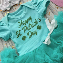 Load image into Gallery viewer, &#39;Happy St Patrick&#39;s Day&#39; Baby Girl Tutu Romper With Matching Bow Headband
