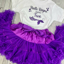 Load image into Gallery viewer, Personalised Girls Mermaid Birthday Tutu Skirt Outfit Set - Little Secrets Clothing
