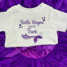 Load image into Gallery viewer, Personalised Girls Mermaid Birthday Tutu Skirt Outfit Set - Little Secrets Clothing

