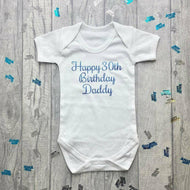 'Happy Milestone Birthday Daddy' Baby Boy Short Sleeve Romper