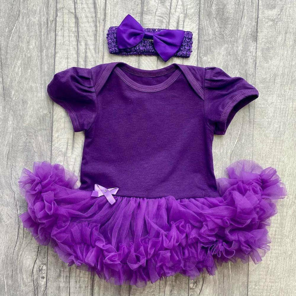 Plain Dark Purple Baby Girl Tutu Romper with Matching Headband