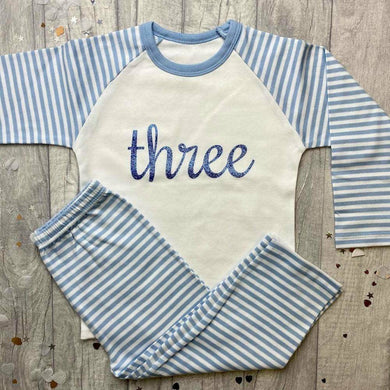 Birthday Boys Numbered Blue Stripe Pyjamas