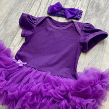 Load image into Gallery viewer, Plain Dark Purple Baby Girl Tutu Romper with Matching Headband
