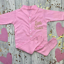 Load image into Gallery viewer, Newborn Baby Girl &#39;Little Sister&#39; Pink Sleep Suit
