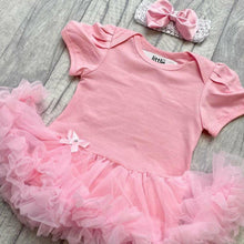 Load image into Gallery viewer, Plain Light Pink Baby Girl Tutu Romper with Matching Headband
