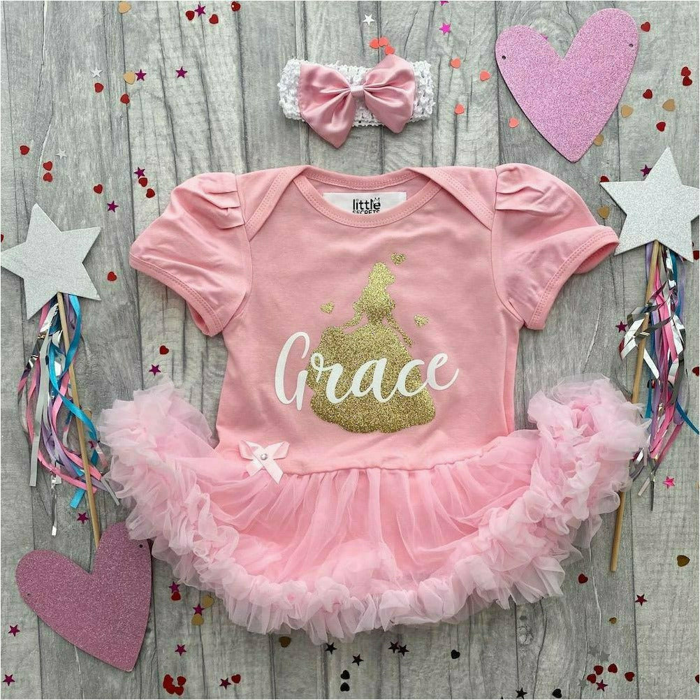 WORLD BOOK DAY! Personalised Belle Disney Princess Baby Girl Tutu Romper With Matching Bow Headband