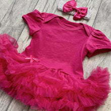 Load image into Gallery viewer, Plain Dark Pink Baby Girl Tutu Romper with Matching Headband
