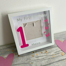 Load image into Gallery viewer, Personalised &#39;My First Birthday&#39; Butterfly Baby Photo Frame
