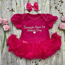 Load image into Gallery viewer, Personalised &#39;1st Mothers Day&#39; Baby Girl Tutu Romper With Matching Bow Headband
